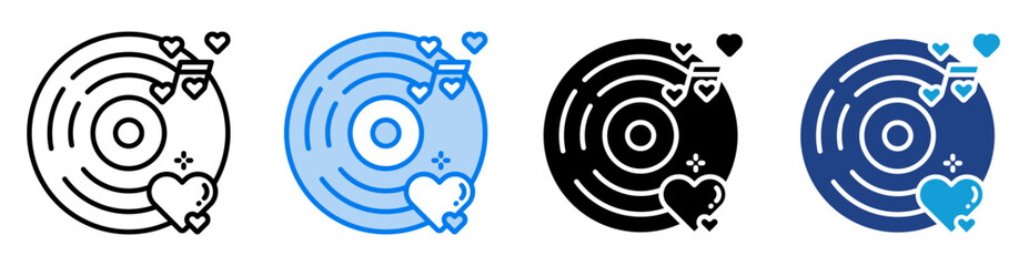 Romantic Music icon set multiple style collection