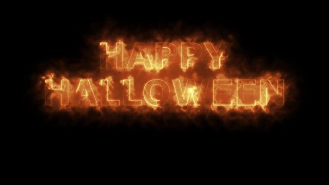Happy halloween animated text in isolated background. 4k