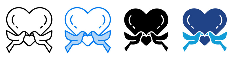 Doves icon set multiple style collection