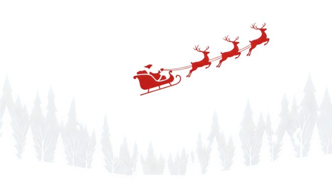 Santa Claus and Reindeer Sleigh, isolated on transparent background