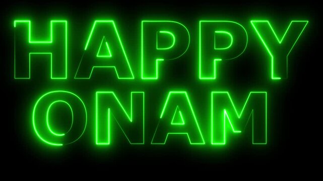 Happy onam text animation with floral elements, suitable for festive onam greetings, social media posts,