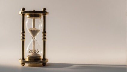 Hourglass with 2026 Inscription Symbolizing Time and Future.
