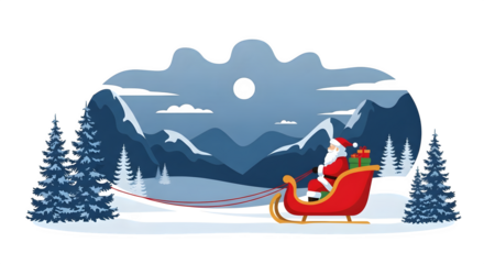Santa's Sleigh Ride, isolated on transparent background