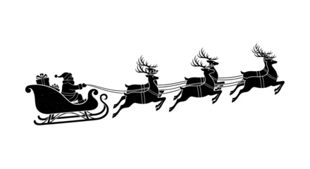 Santa’s Sleigh Ride, isolated on transparent background