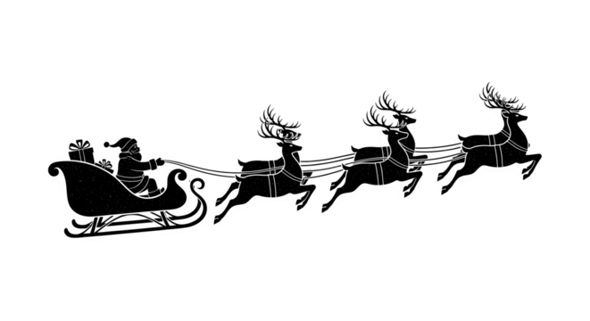 Santa’s Sleigh Ride, isolated on transparent background