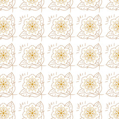 Golden Line Art Floral Pattern