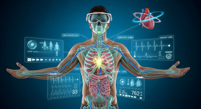 Analyzing Human Anatomy in Virtual Reality with Futuristic Interface