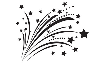 Celebration Burst and Firework Icon Set: Star Explosion, Radial Sunbursts, and Decorative Floral Pattern Vectors in Black and White