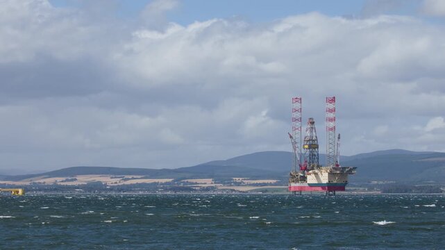 Offshore Oil Rig in Choppy Cromarty Firth Waters