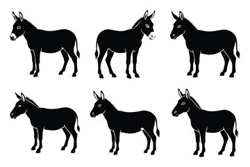 simple farm  donkey symbol silhouette icon set. Agriculture, farming silhouette icons