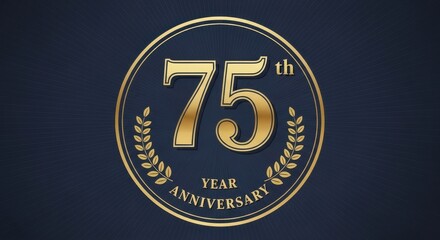 Fototapeta premium Celebrating Seventy-Five Years Golden Anniversary Symbol on Elegant Blue Backdrop