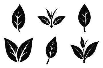 simple farm  tea leaf symbol silhouette icon set. Agriculture, farming silhouette icons