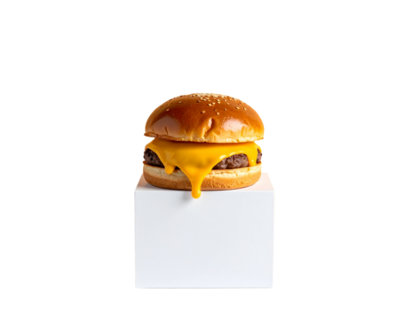  Artisan Brioche Burger with Cheddar Cream in Minimal Studio Layout