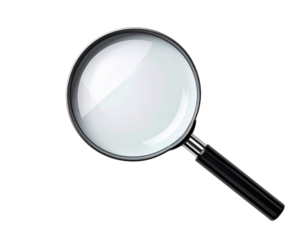 Modern Sleek Magnifying Glass in Minimal Tech Flat Lay