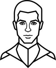 Cyberpunk Minimal Portrait Line Art Transparent Background