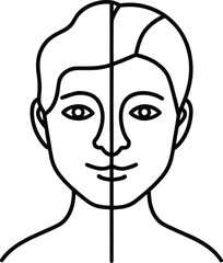 Dual Mind Portrait Line Art Transparent Background
