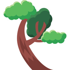 Stylized Pixel Art Tree With Green Leaves And A Brown Trunk On A White Background