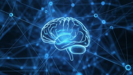 Abstract Digital Brain with Neural Network Connections - Powered by Adobe