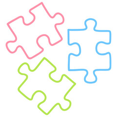 Colorful Puzzle Pieces Doodle Line Art Drawing Illustration