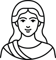 Goddess Portrait Line Art Illustration Transparent Background