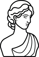 Greek Statue Outline Line Art Transparent Background
