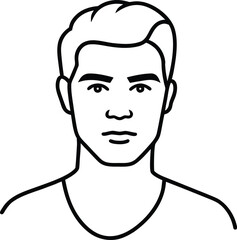 Handsome Minimal Male Line Art Portrait Transparent Background