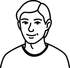 Hopeful Look Portrait Line Art Illustration Transparent Background