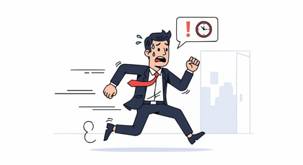 Stressed Businessman Running Late for Appointment.