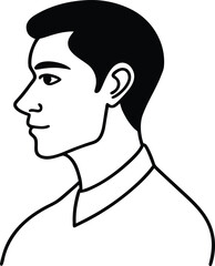 Man in Profile Minimal Line Art Transparent Background