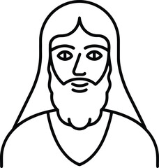 Minimal Deity Portrait Line Art Transparent Background