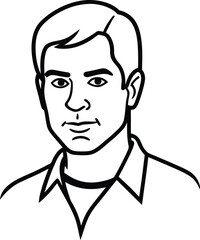 Serious expression male portrait line art transparent background