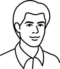 Signature style portrait line art transparent background