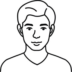 Single stroke self portrait line art transparent background