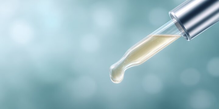 Droplet of liquid is coming out of a tube