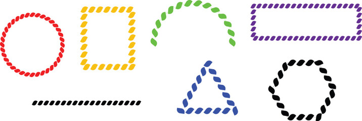 Colorful Geometric Shape Collection with Twisted Rope Border Frames.