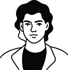 Trendy aesthetic portrait line art transparent background