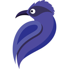 Stylized purple bird with dark blue accents and a white eye against a transparent background captured in a pixelated art style