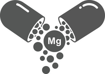 Magnesium supplement capsule open revealing granules with mg symbol health nutrition vector