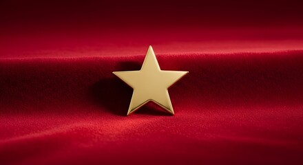 Shining golden star on luxurious red velvet creates award winning design element