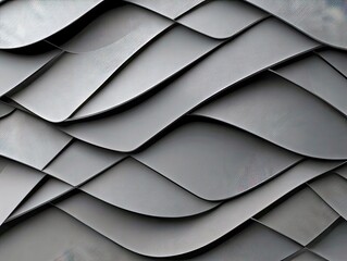 A close-up, abstract view of a textured gray surface with flowing, wavy lines and overlapping scale-like shapes.
