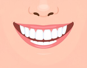 Naklejka premium Close-up illustration of a smiling face, showing teeth and part of a nose