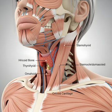 Examining Anatomical Structure of Human Neck and Face Muscles