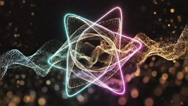 Abstract atom illustration with glowing particles modern graphic design element for science and tech