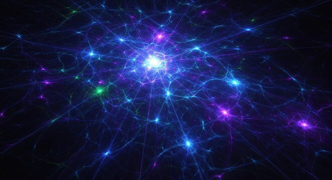 Complex neural network illustration exhibiting intricate connections and vibrant luminescence