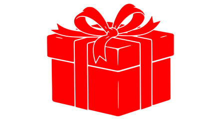 Obraz premium Festive red gift box with ribbon bow, perfect for holidays and celebrations