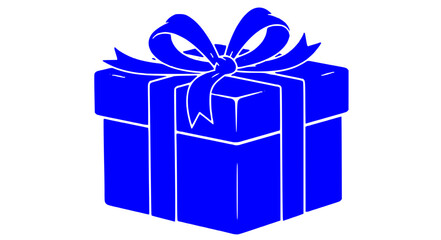 Obraz premium Vivid blue gift box with delicate ribbon bow, festive celebration graphic icon