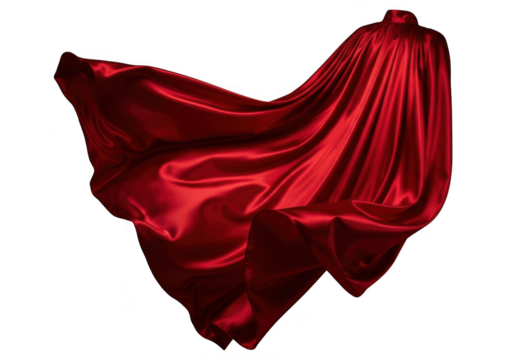 Dynamic flowing red silk fabric texture design element stock photo illustration isolated on transparent background