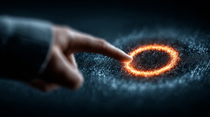 Innovative digital interface activates glowing technology, symbolizing future connection and digital transformation in a modern, abstract concept.