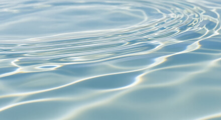 Close-up of clear pale blue water ripples reflecting bright sunlight
