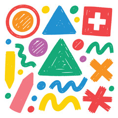 Colorful hand-drawn scribble shapes collection